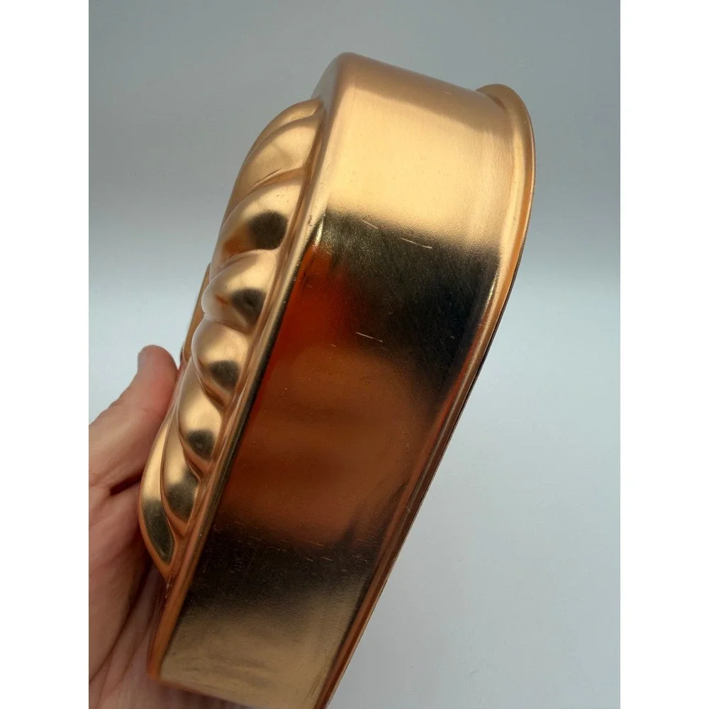 Vintage‎ Copper Tone Aluminum Jello Molds Heart Square Sunburst Set of 2 H074
